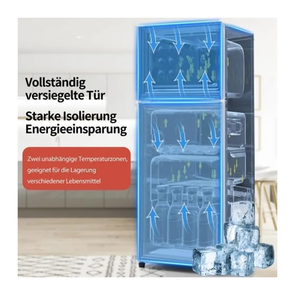 Merax Retro Kühlschrank mit Gefrierfach, Mini Kühlschrank 92L, 28L Gefrierraum, 7 Temperaturstufen, Kompakt — 3