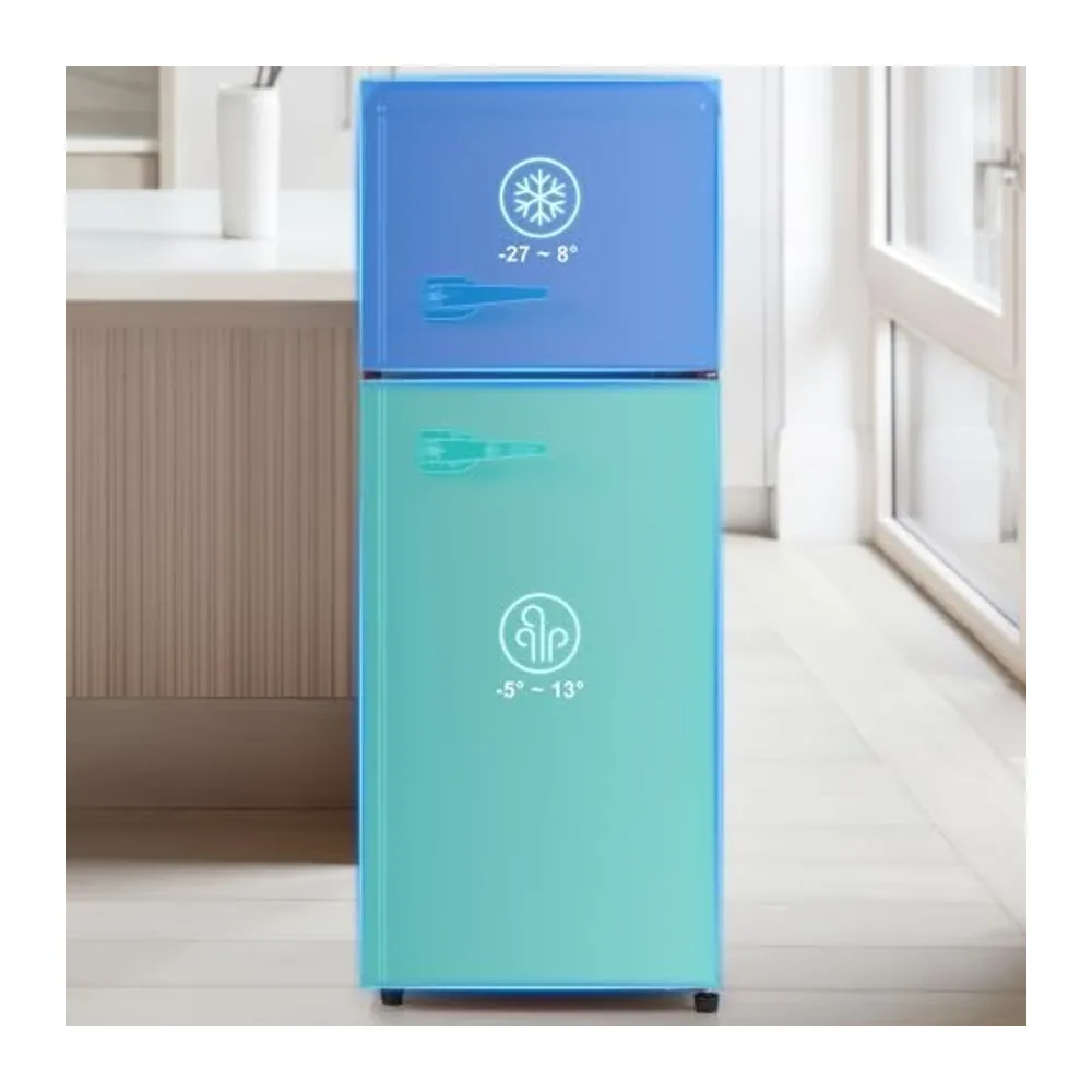 Merax Retro Kühlschrank mit Gefrierfach, Mini Kühlschrank 92L, 28L Gefrierraum, 7 Temperaturstufen, Kompakt — 5