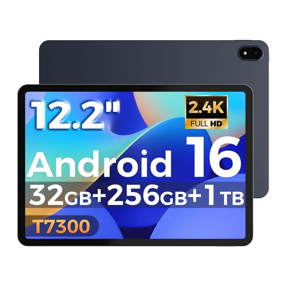 Tablet 12.2 Zoll Android 16 Tablets, 32GB RAM+256GB ROM, 2400*1600 IPS 10000mAh Tablet Octa-Core T7300,