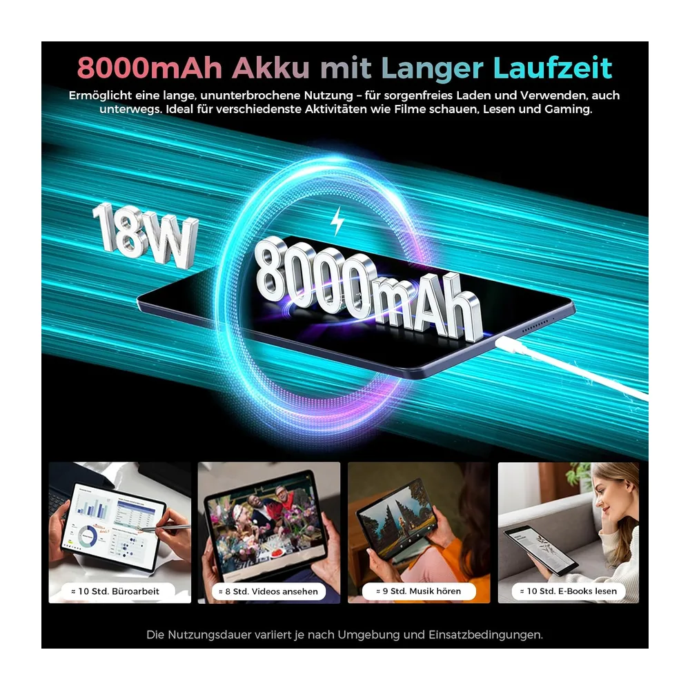 2026 Tablet 11 Zoll Android 16 Tablets, 32GB RAM+128GB ROM/1TB TF, 8000mAh Tablet Octa-Core 1920 * 1200 IPS, — 6