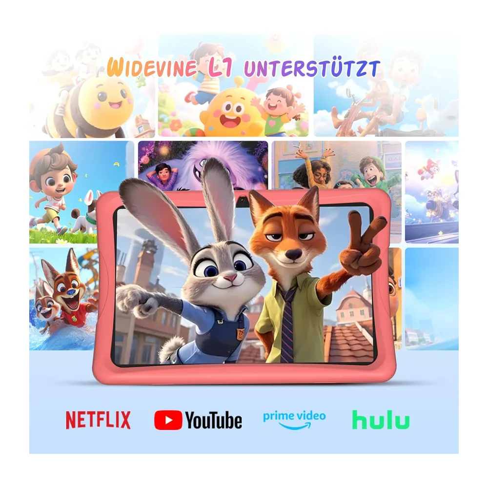Kinder Tablet 10 Zoll, Android 16 Kinder Tablet ab 3-14 Jahre, 16GB(4+12) RAM + 64GB ROM(2TB Erweiterbar), — 4