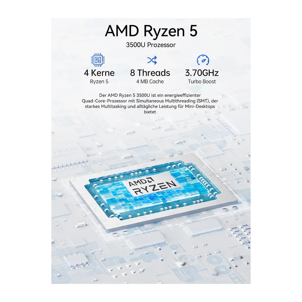 GMKtec Mini PC Ryzen – AMD Ryzen 5 3500U (4C/8T, 4.5GHz, Beats 4300U//N150/N95) | NucBox G10 | 16GB DDR4 + — 6