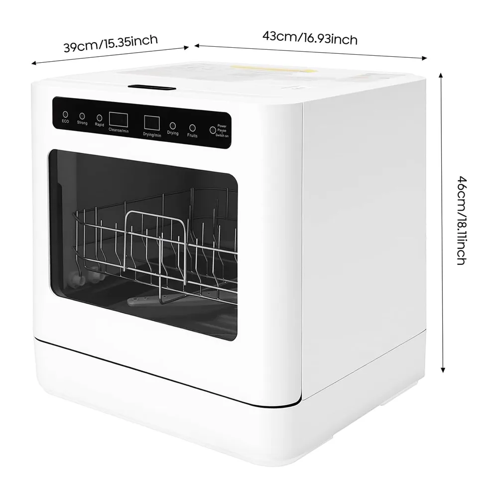 Kompakter Tischgeschirrspüler, 800W 6L Mini Spülmaschine mit 6 Maßgedecke, Abnehmbarer Schüsselkorb, 4 — 2