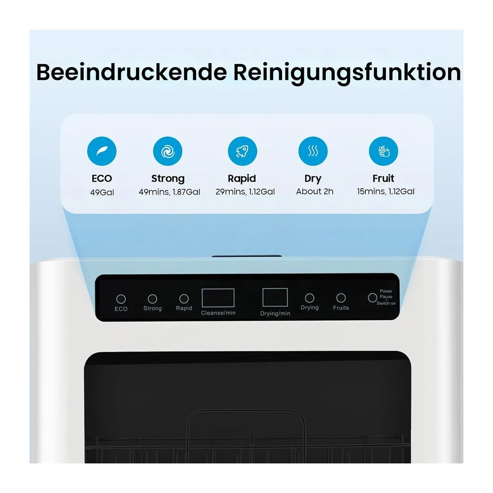 Kompakter Tischgeschirrspüler, 800W 6L Mini Spülmaschine mit 6 Maßgedecke, Abnehmbarer Schüsselkorb, 4 — 4