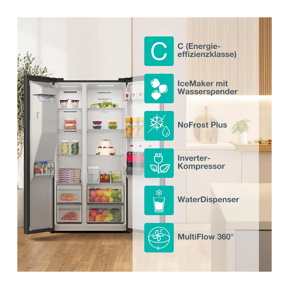 Gorenje NRS917C61BX Kühl-Gefrierkombination/Freistehend/Side-by-Side/ 528 Liter/EEK C/ 37dB/ — 3