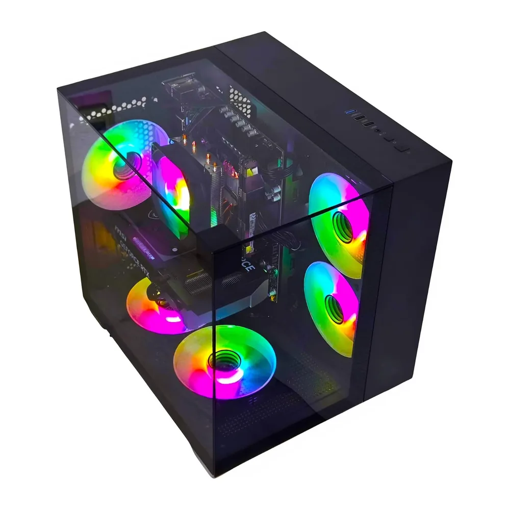 Gaming PC Phantom Black | NVIDIA RTX 5050 | 12 Core | RGB Lüfter mit Fernbedienung | Luftkühlung | WLAN |