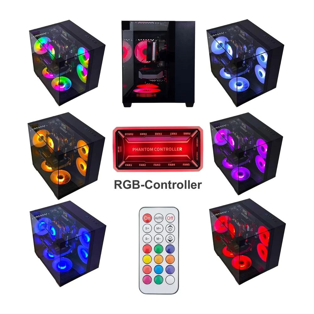 Gaming PC Phantom Black | NVIDIA RTX 5050 | 12 Core | RGB Lüfter mit Fernbedienung | Luftkühlung | WLAN | — 2