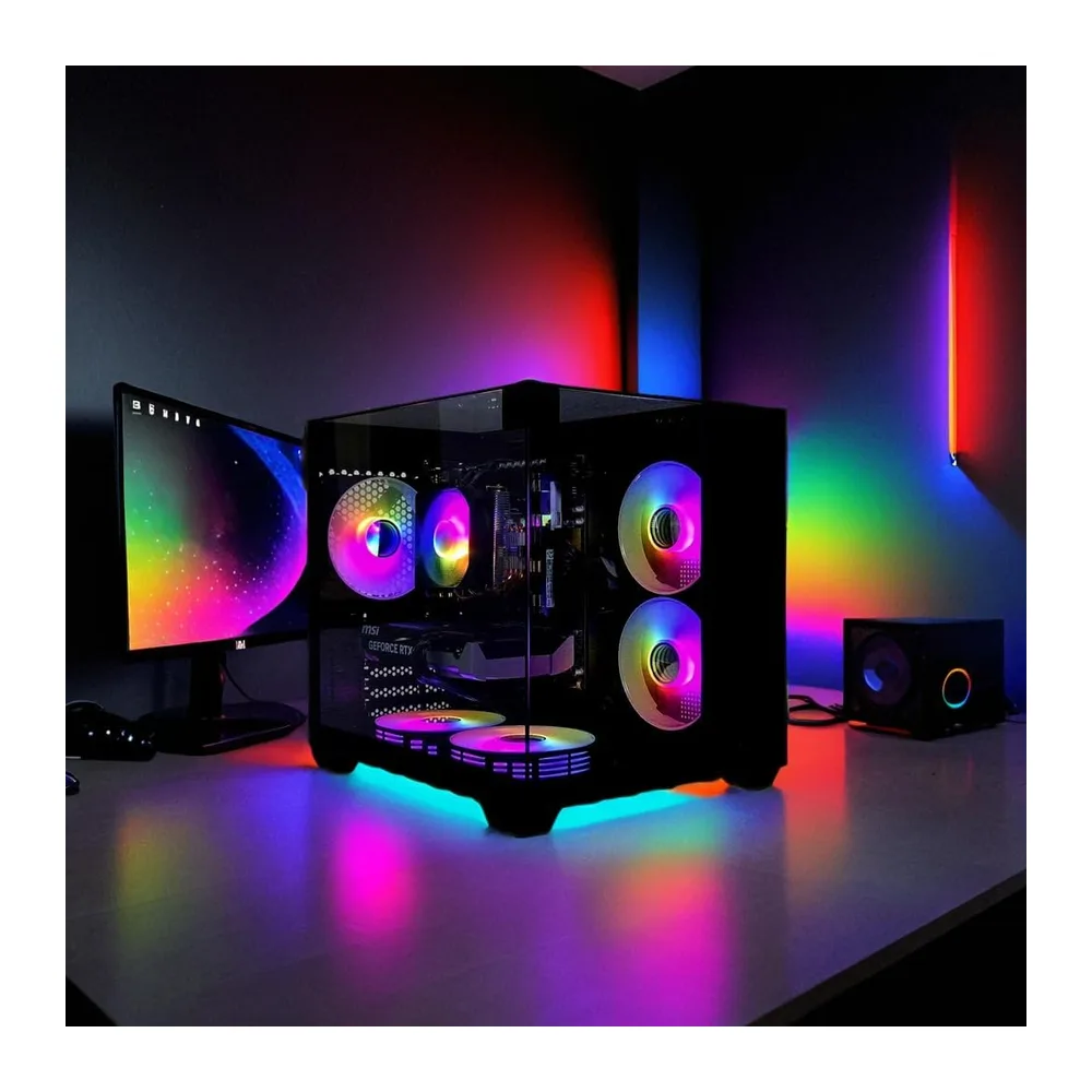 Gaming PC Phantom Black | NVIDIA RTX 5050 | 12 Core | RGB Lüfter mit Fernbedienung | Luftkühlung | WLAN | — 4