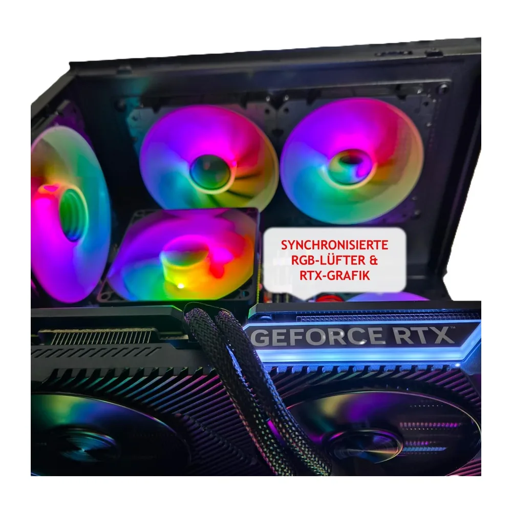 Gaming PC Phantom Black | NVIDIA RTX 5050 | 12 Core | RGB Lüfter mit Fernbedienung | Luftkühlung | WLAN | — 6