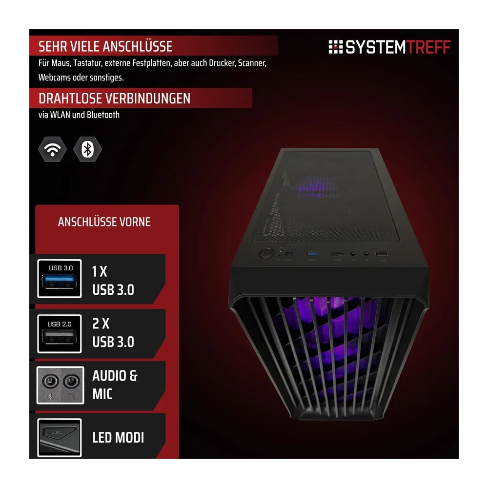 SYSTEMTREFF Gaming Komplett PC Set - AMD Ryzen 7 5700X - RTX 5060 8GB — 4