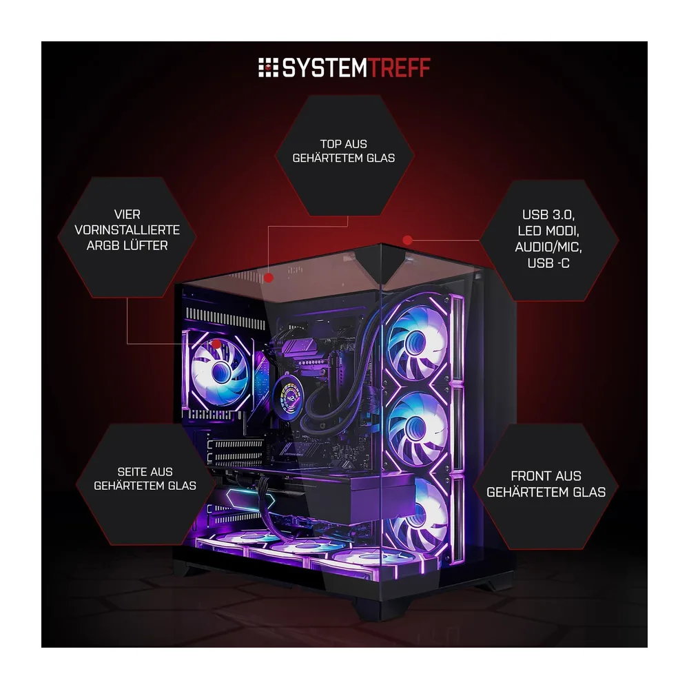 SYSTEMTREFF High-End Gaming PC - AMD Ryzen 7 9800X3D - RTX 5080 16GB — 3