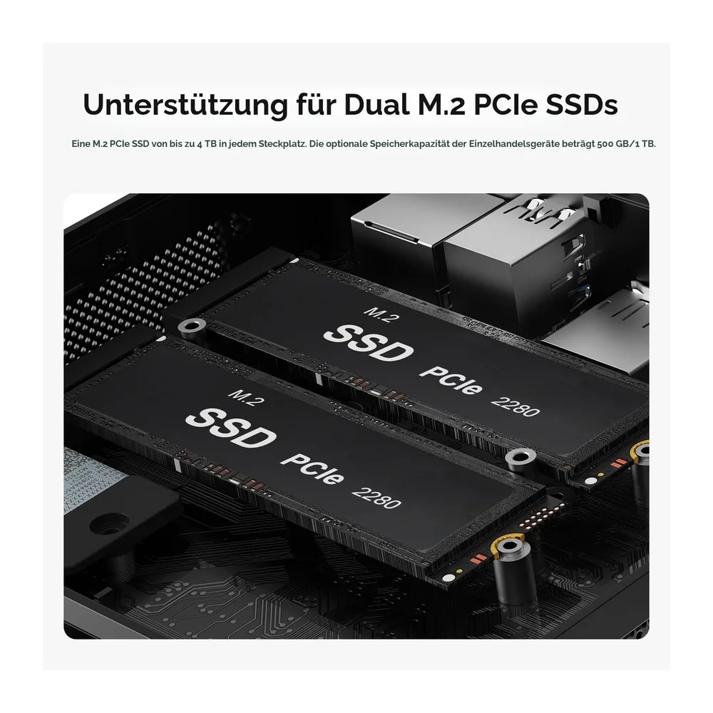 Beelink SER5 MAX Mini PC, AMD Ryzen R7 7735HS(8C/16T, bis 4,75GHz) Micro Desktop Computer, 24GB LPDDR5 RAM, — 4