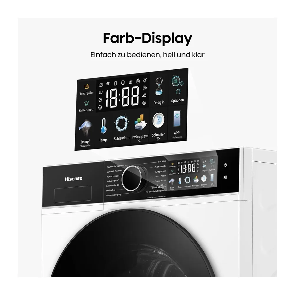 Hisense WD3I8043BWF2 Waschtrockner /8 KG /1400 U-Min/ConnectLife /18 Programme/iFit/Max — 5