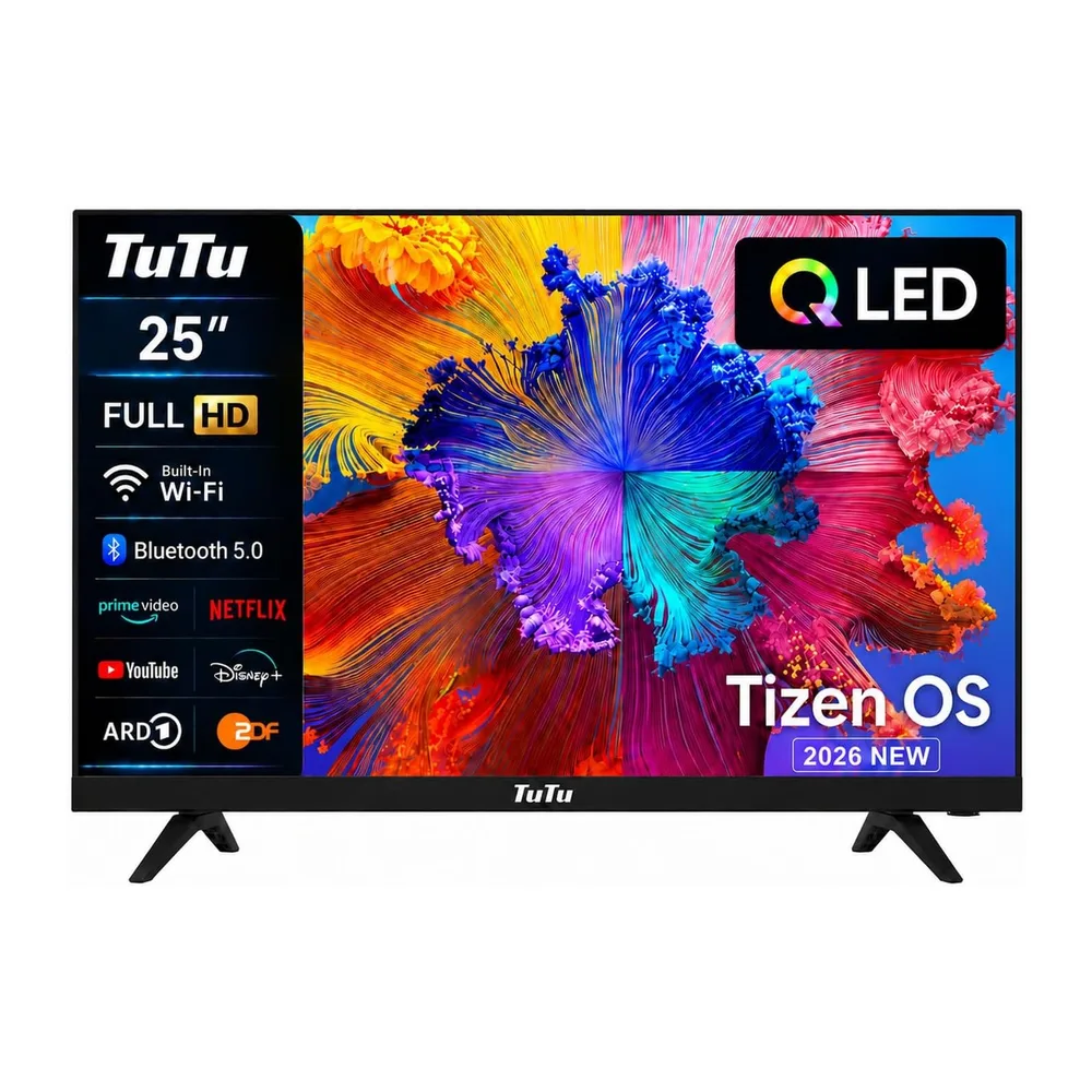 TuTu Smart TV 25 Zoll (64 cm), Full HD QLED Fernseher, TU25Q1FQ-T8, 2026