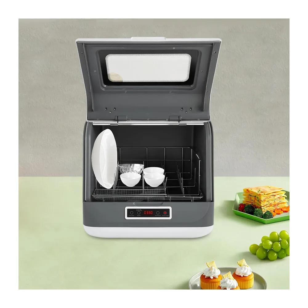 Tischgeschirrspüler 800W 3 Programme, kompakte Mini Spülmaschine ohne Wasseranschluss, 360° Sprühreinigung, — 5