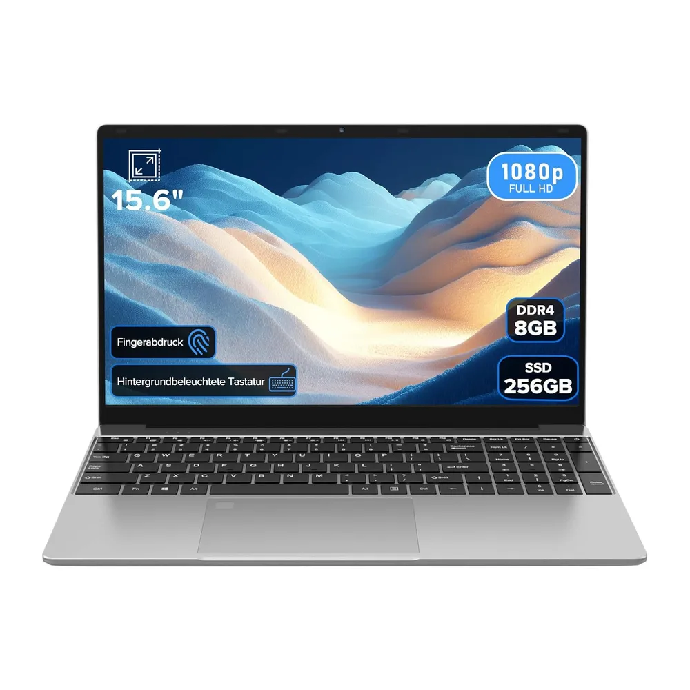 Molegar 2026 Laptop 15.6 Zoll,8GB RAM 256GB SSD,N5100 Prozessor,FHD Display,Notebook mit Beleuchtete Tastatur