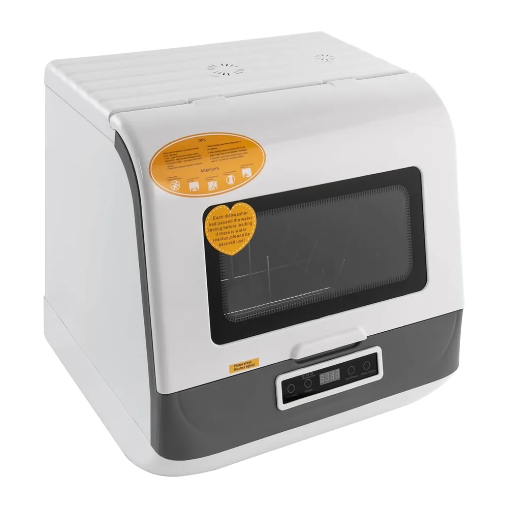 Tischgeschirrspüler Mini Spülmaschine mit 6L Wassertank ohne Wasseranschluss Plug & Play 4 Programme 360°