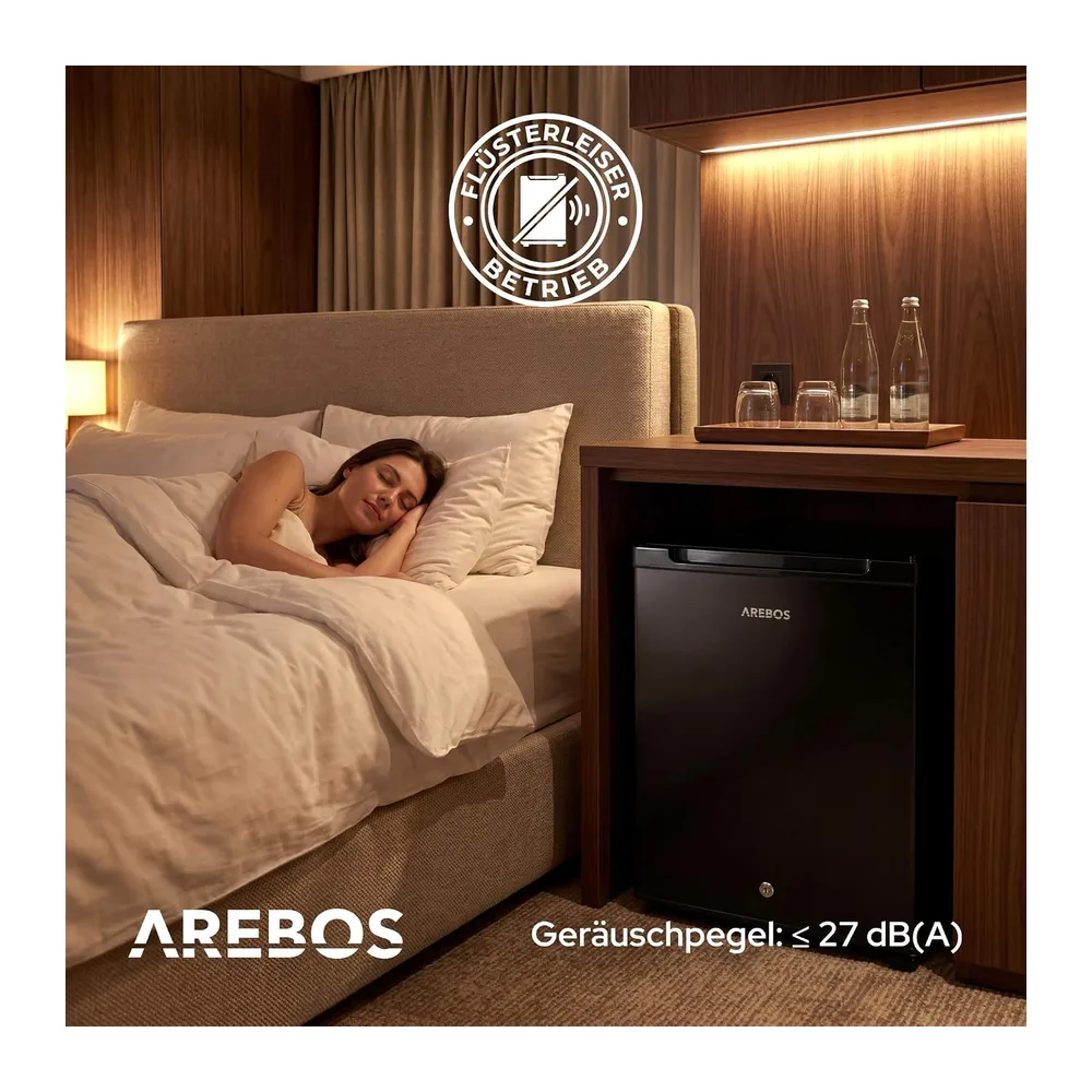 Arebos Mini Kühlschrank 40L | leise Minibar & Getränkekühlschrank | abschließbar mit LED & Temperaturregelung — 3