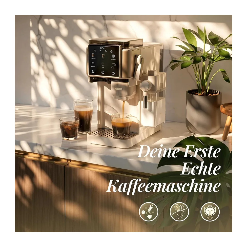 CIARRA CBSACM-D6 Kaffeemaschine mit Mahlwerk und Milchaufschäumer 15 Bar — 3