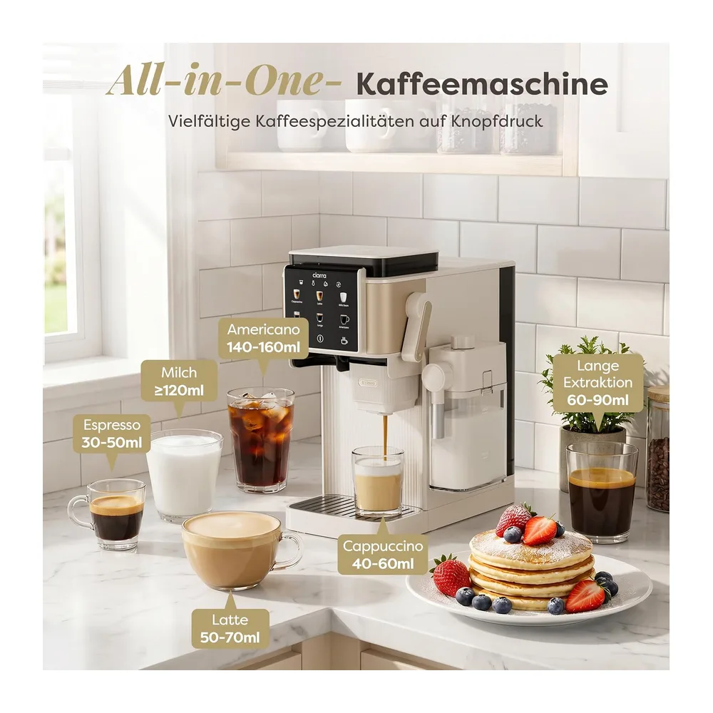 CIARRA CBSACM-D6 Kaffeemaschine mit Mahlwerk und Milchaufschäumer 15 Bar — 6