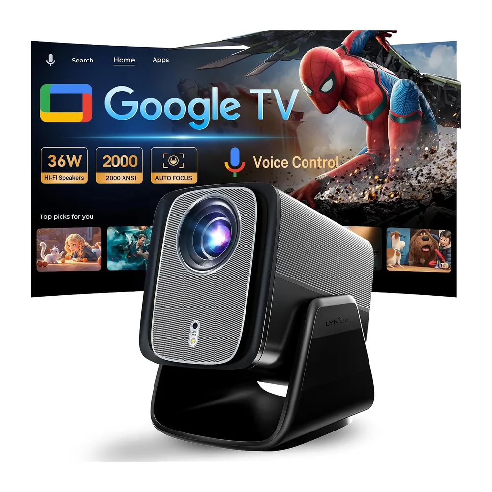 Google TV Beamer, 2000 ANSI, 4K Input Support, 36W Dolby Audio, Heimkino