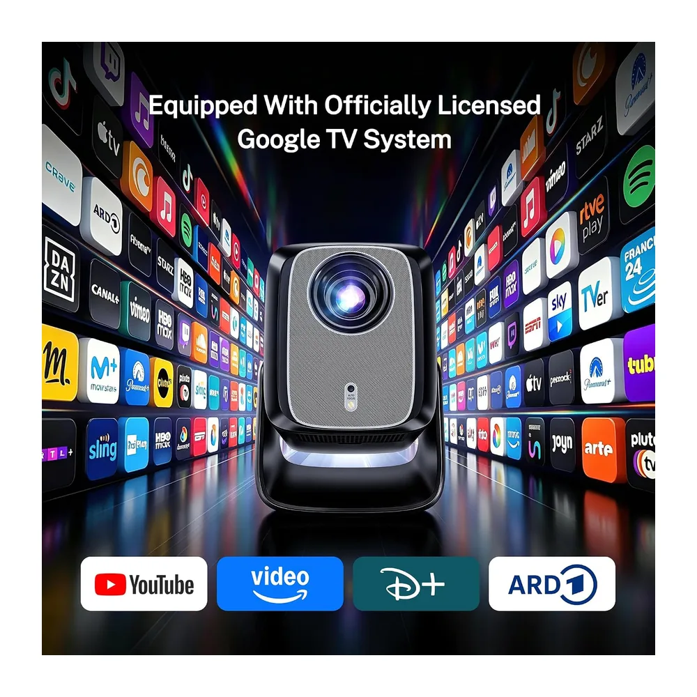 Google TV Beamer, 2000 ANSI, 4K Input Support, 36W Dolby Audio, Heimkino — 3