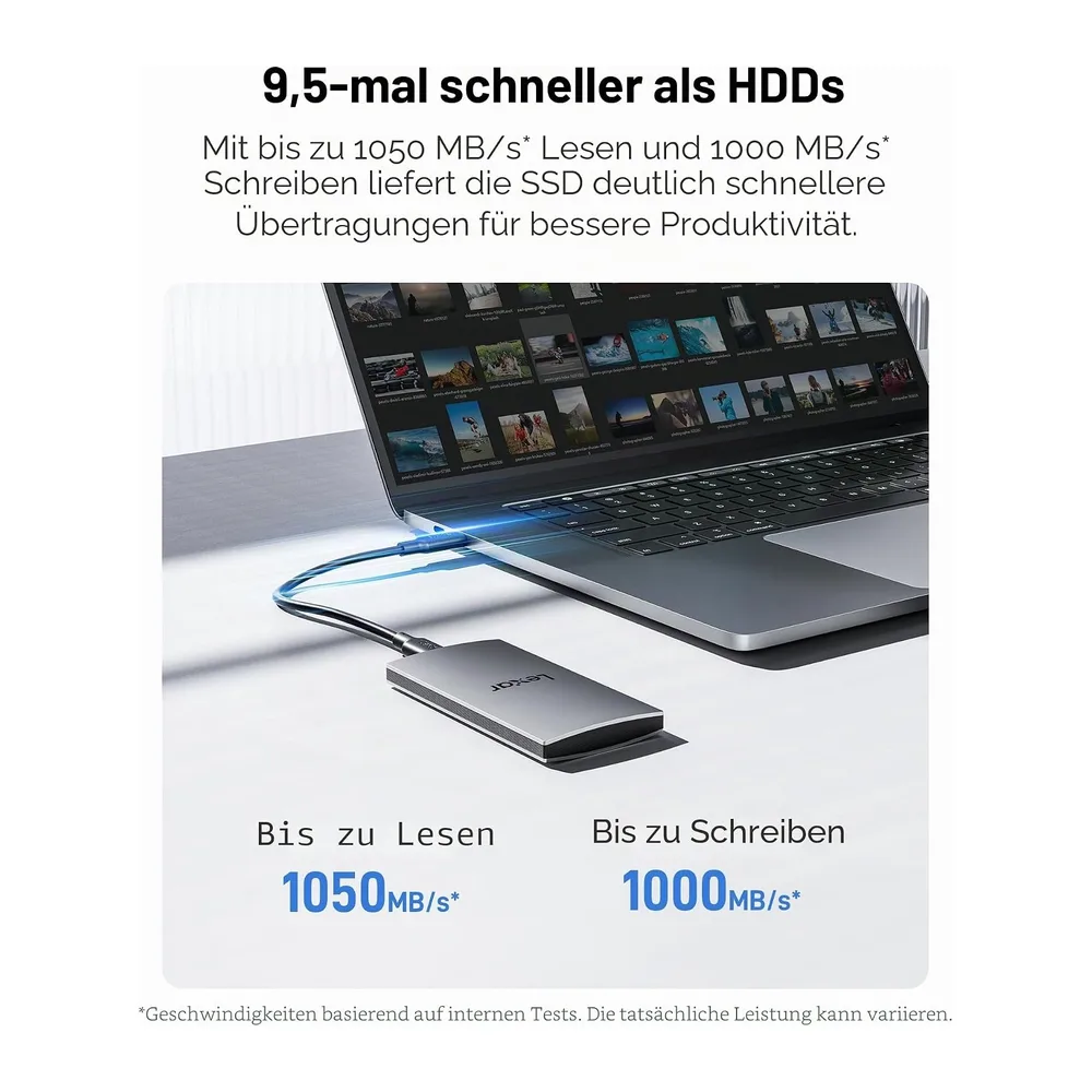 Lexar ES3 Externe SSD, 512 GB, Tragbare SSD, PSSD bis zu 1050 MB/s Lesen — 3