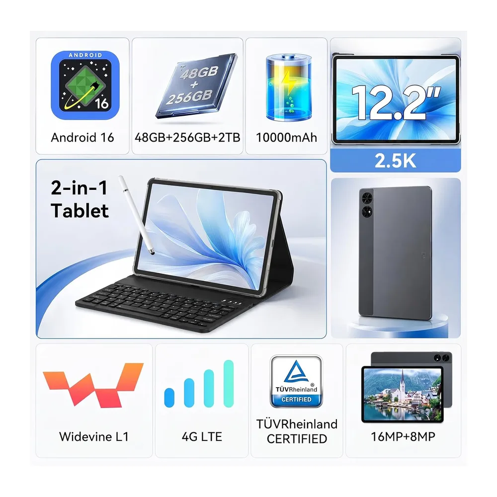 TABWEE 12 Zoll Tablet mit Tastatur und Stift — 2