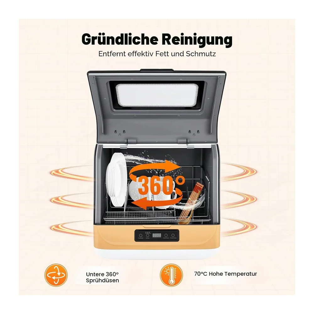 Geschirrspüler Multifunktionaler Tischgeschirrspüler 800W 220V 3 Waschmodi 4-6 Personen Kapazität 360° — 3