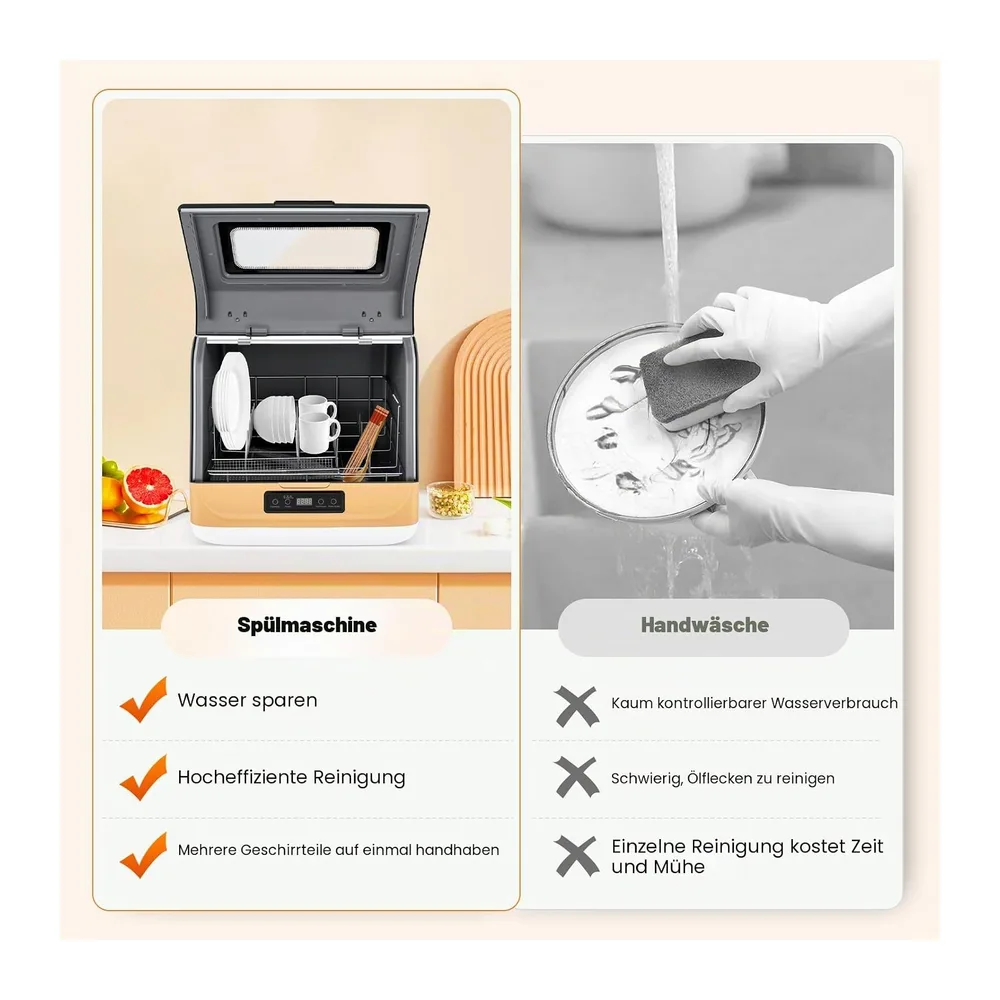 Geschirrspüler Multifunktionaler Tischgeschirrspüler 800W 220V 3 Waschmodi 4-6 Personen Kapazität 360° — 4
