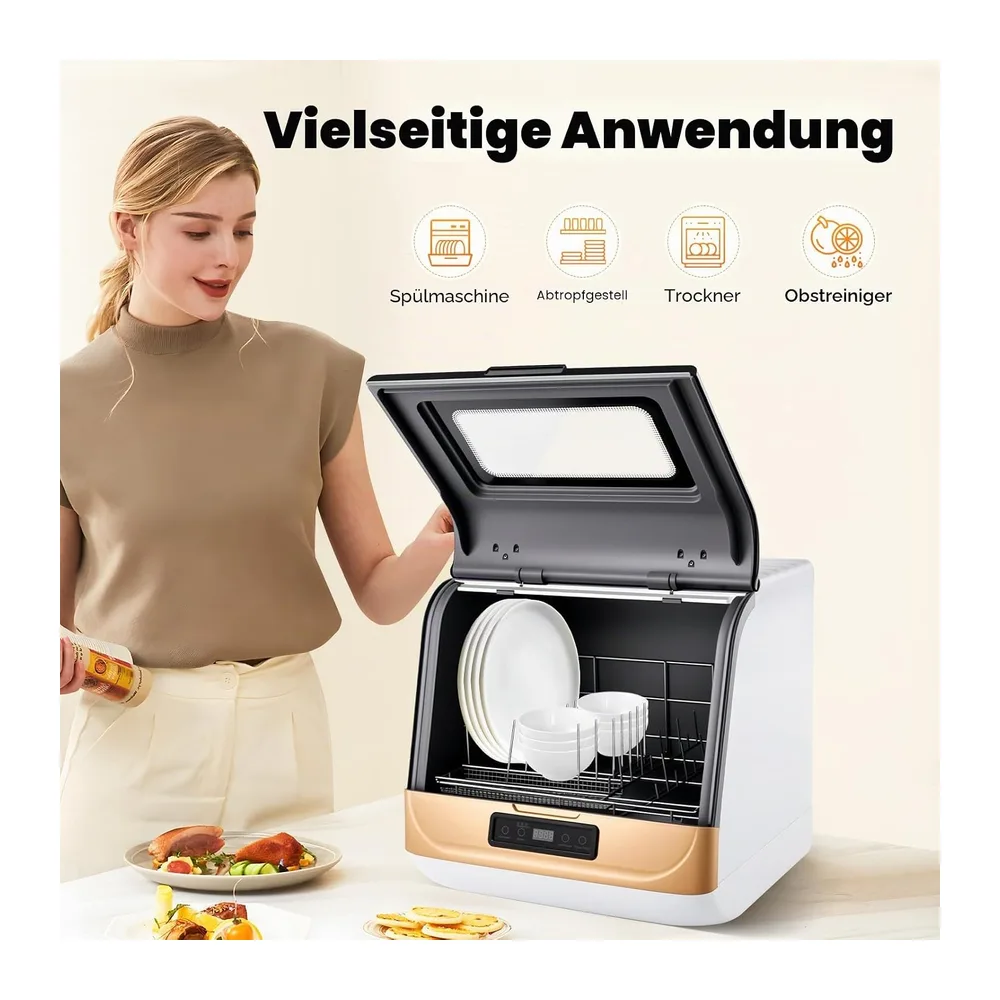 Geschirrspüler Multifunktionaler Tischgeschirrspüler 800W 220V 3 Waschmodi 4-6 Personen Kapazität 360° — 5