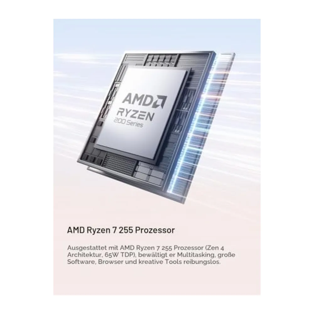 MINIS FORUM AI X1-255 Mini PC, AMD Ryzen 7 255 8 Kerne 16 Threads Prozessor bis zu 4,9 GHz, AMD Radeon 780M, — 6