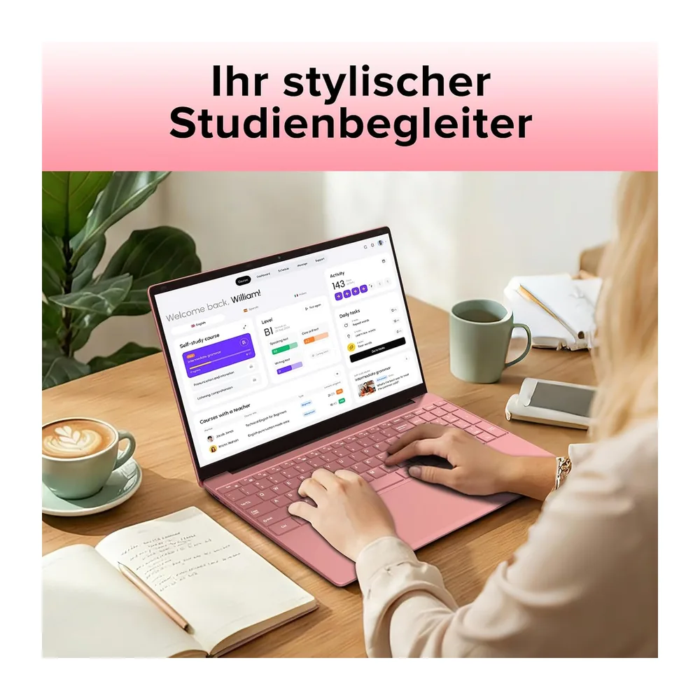 Laptop 15,6 Zoll 8GB RAM 256GB SSD Notebook Full HD IPS Display Roségold Hintergrundbeleuchtete Tastatur — 4