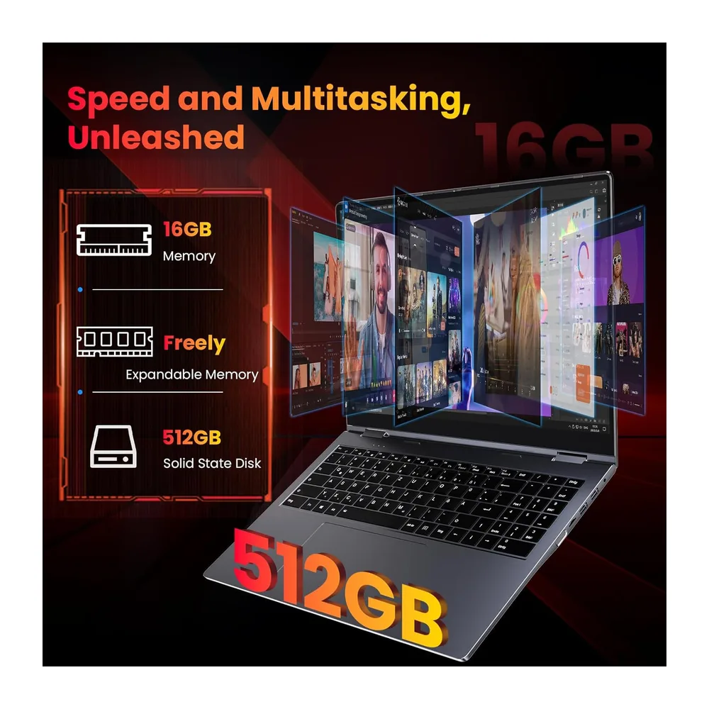 THEYETI 16 Zoll Touchscreen Laptop, Ryzen 3 3300U Prozessor(Beat N95) — 3