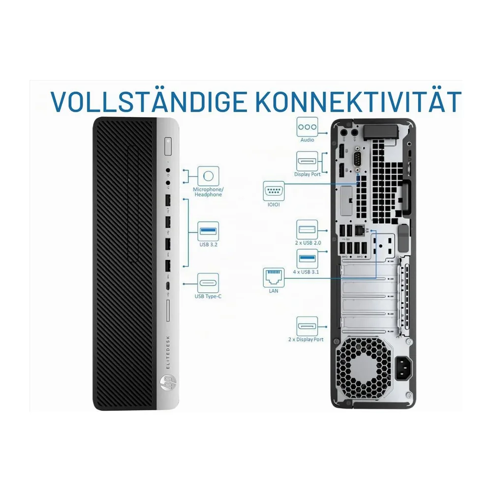 HP EliteDesk 800 G5 SFF Desktop-PC, Intel Core i3-8100T, 8GB RAM, 256GB SSD, WiFi, Bluetooth, US-Layout, — 5