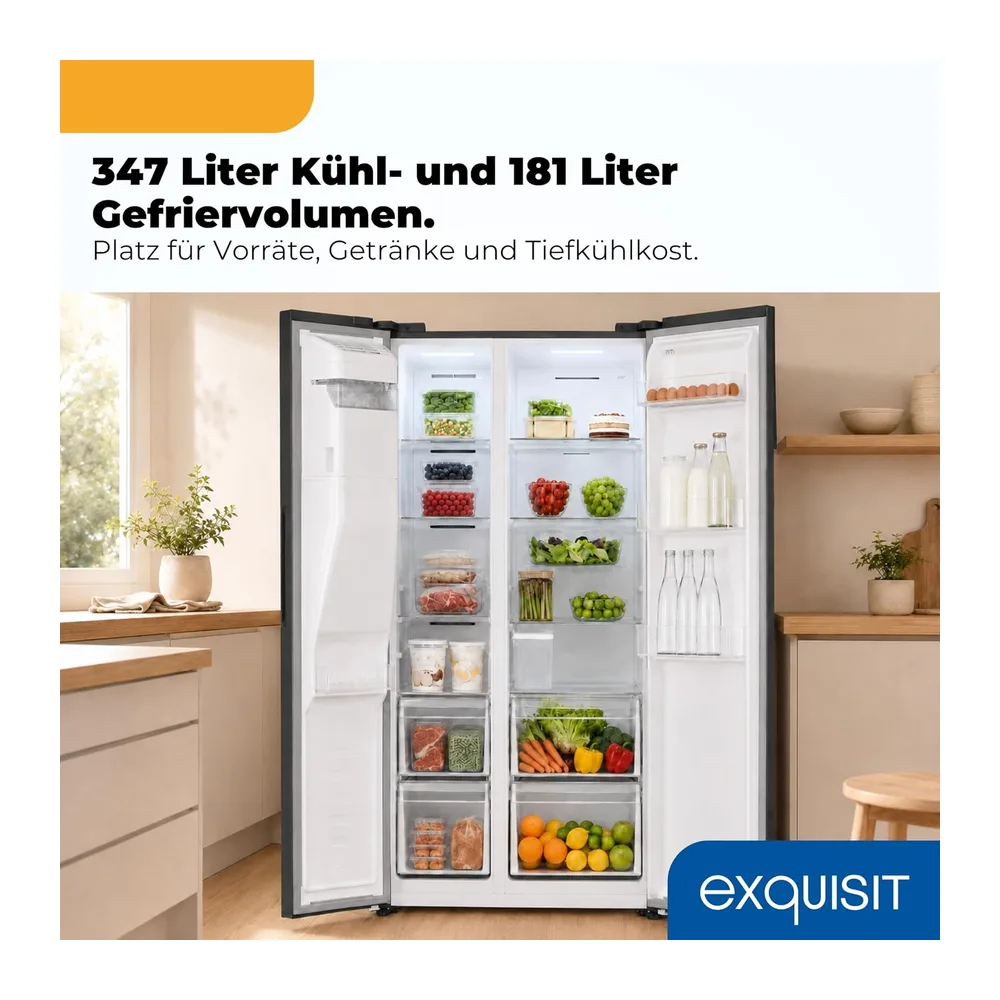 Exquisit Side-by-Side Kühlschrank 528 l – No Frost & Wasserspender [Energieklasse C] — 4