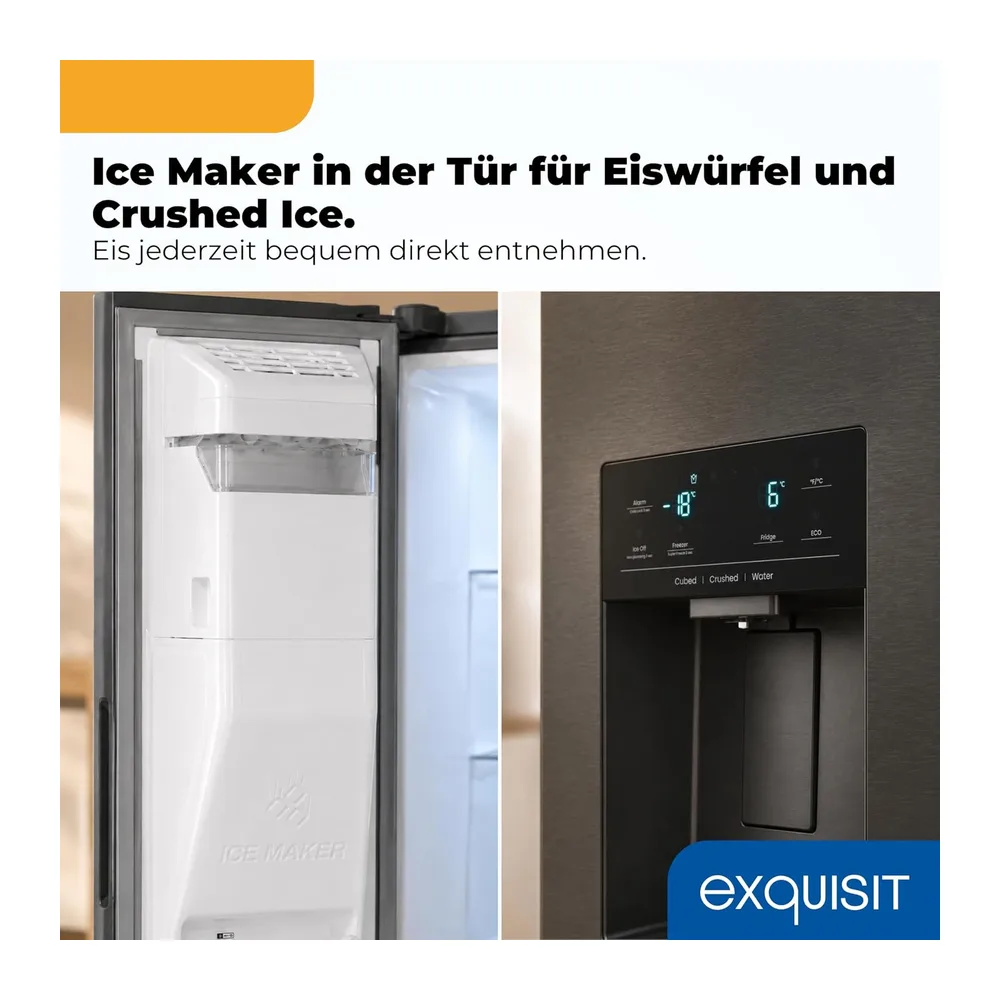 Exquisit Side-by-Side Kühlschrank 528 l – No Frost & Wasserspender [Energieklasse C] — 5