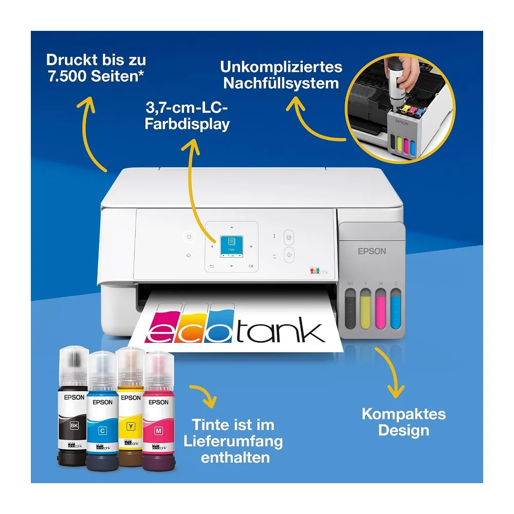 Epson EcoTank ET-2926 | Für vielbeschäftigte Haushalte | Wi-Fi | A4 | Drucken, Kopieren, Scannen | LC-Display — 2