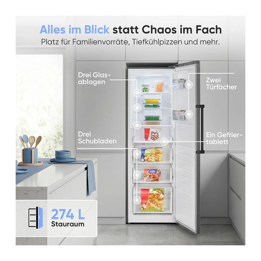 Bomann® Gefrierschrank Nofrost | Energieklasse D | 185cm | MultiAirflow | 5 Jahre Kompressor-Garantie | -14°C — 3