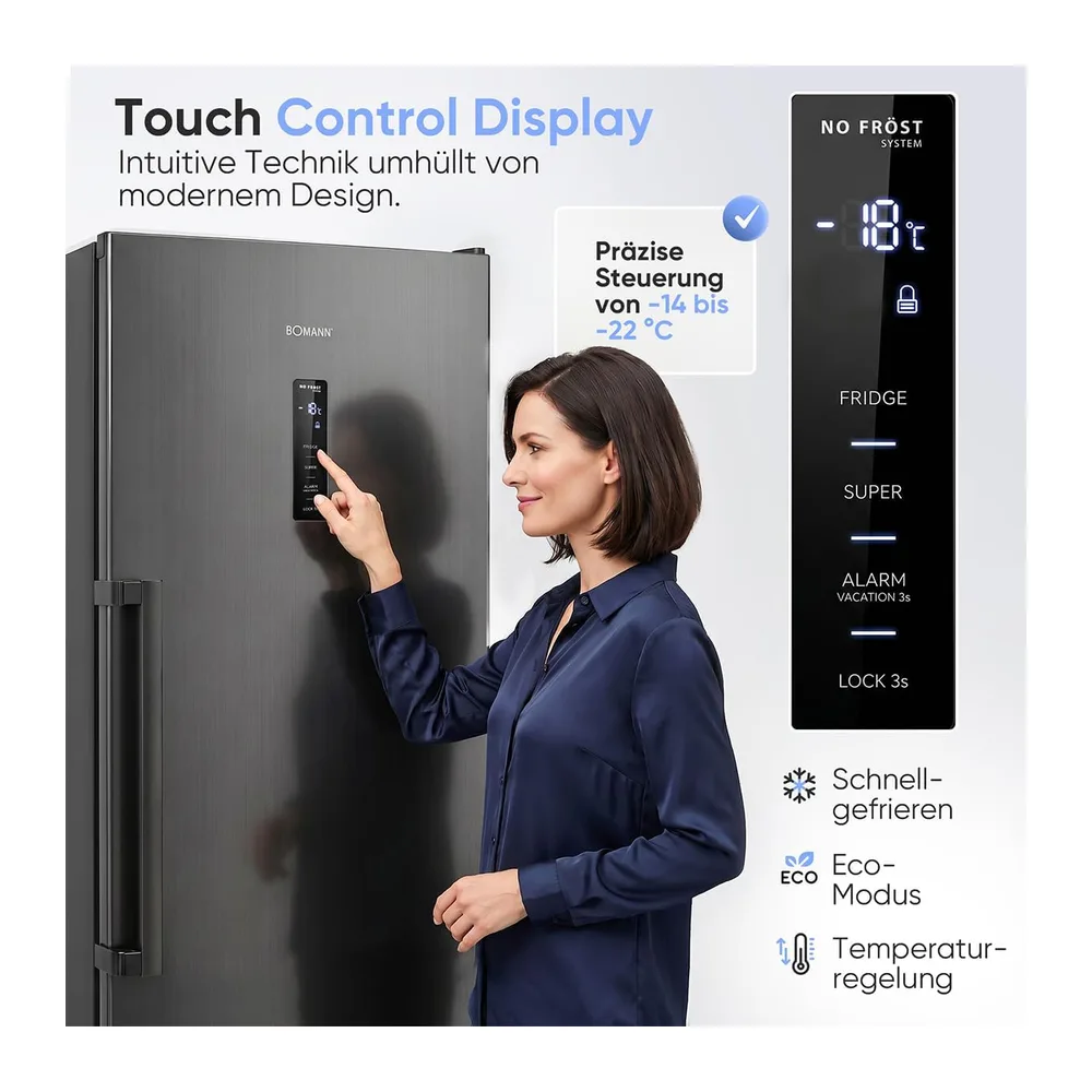 Bomann® Gefrierschrank Nofrost | Energieklasse D | 185cm | MultiAirflow | 5 Jahre Kompressor-Garantie | -14°C — 5