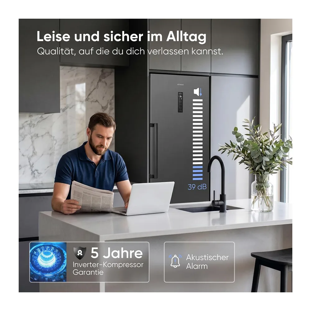 Bomann® Gefrierschrank Nofrost | Energieklasse D | 185cm | MultiAirflow | 5 Jahre Kompressor-Garantie | -14°C — 6