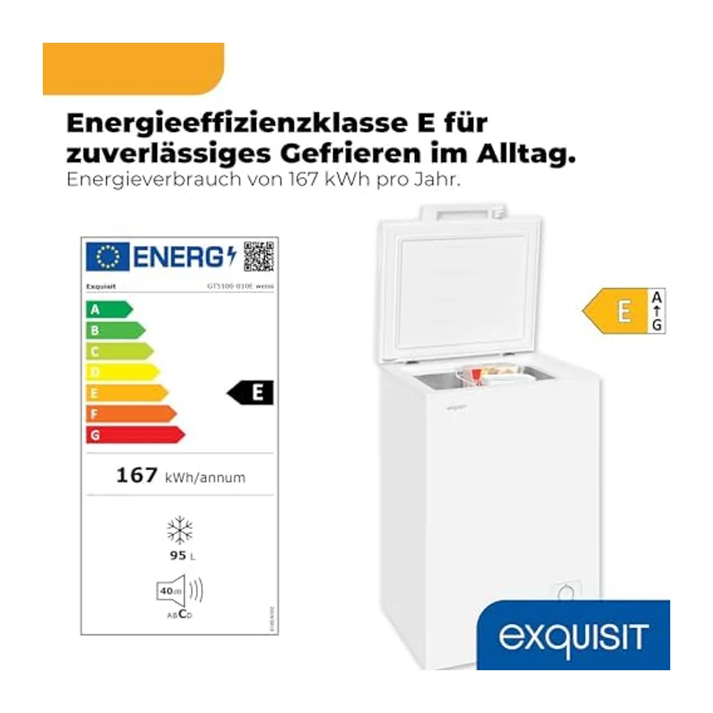 Exquisit GT5100-010E Gefriertruhe - 95 l Gefrierschrank Weiss [Energieklasse E] — 5