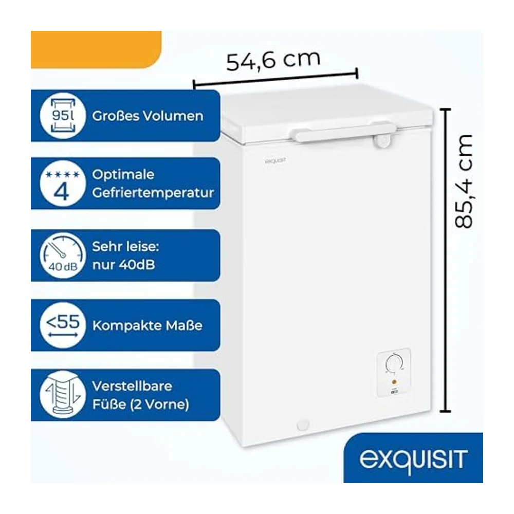 Exquisit GT5100-010E Gefriertruhe - 95 l Gefrierschrank Weiss [Energieklasse E] — 6