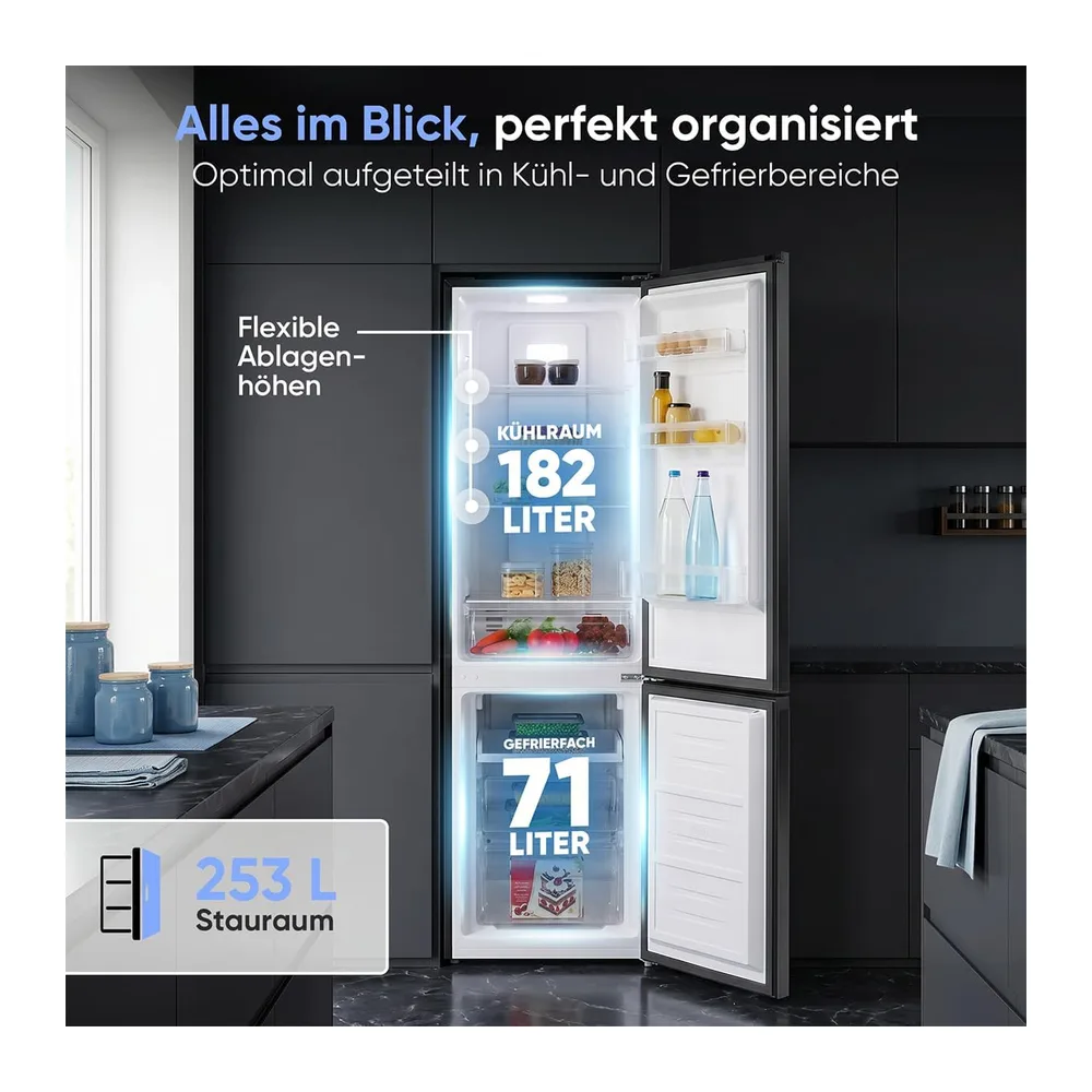 Bomann® Kühlschrank mit Gefrierfach | Energieklasse C | 181cm | NoFrost | 5 Jahre Kompressor-Garantie | Kühl — 4