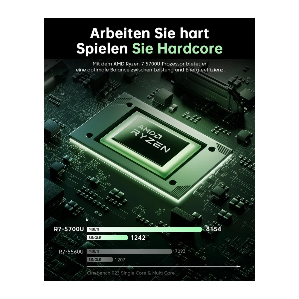 ACEMAGIC Laptop - 15.6 Zoll Laptop mit Ryzen 7 5700U Prozessor — 3