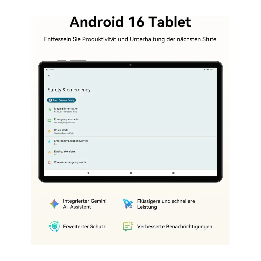 TABWEE 11 Zoll Tablet Android 16, 4 Jahre Garantie, 64GB ROM+4TB Tablet PC — 4