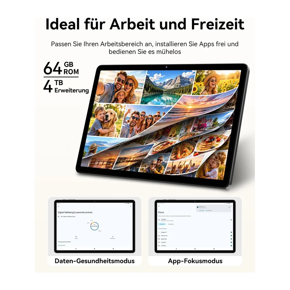 TABWEE 11 Zoll Tablet Android 16, 4 Jahre Garantie, 64GB ROM+4TB Tablet PC — 6