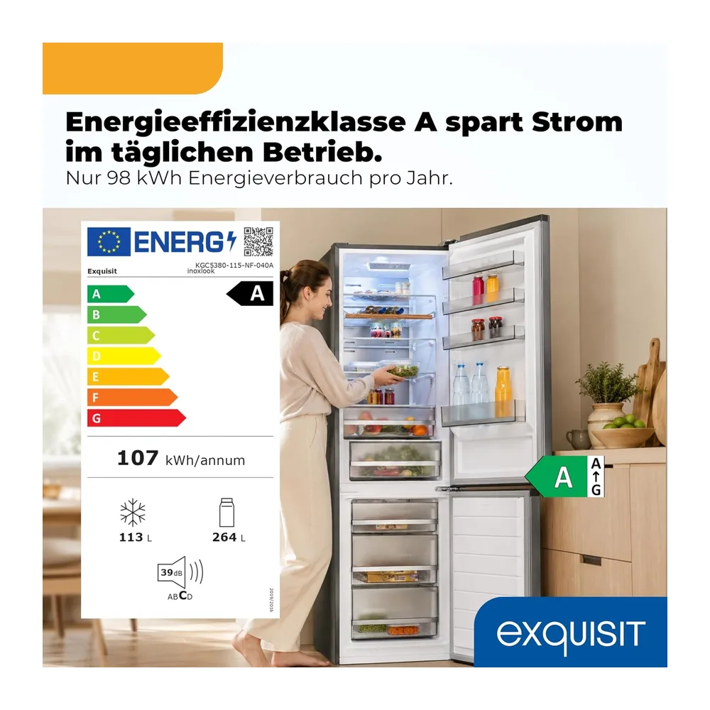 Exquisit Kühl-Gefrierkombination No Frost 378 l — 2