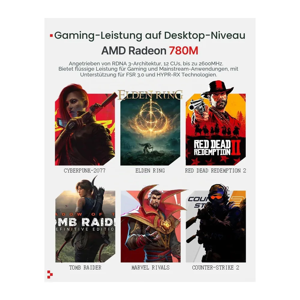 ACEMAGIC Retro X3 Gaming Mini PC, AMD Ryzen 7 H 255 16GB LPDDR5 RAM 1TB SSD — 5