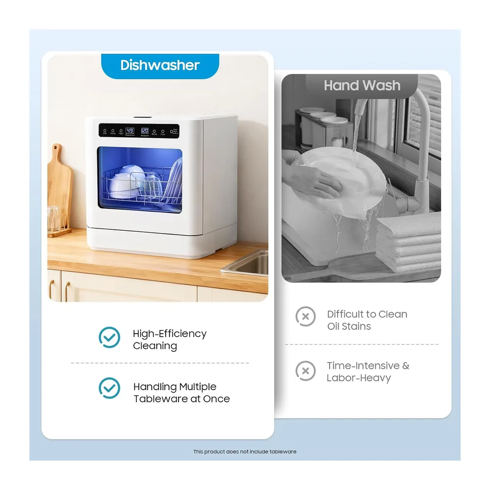 TischgeschirrspüLer,Mini SpüLmaschine 800w Mit 4 Reinigungsmodi,TischspüLmaschine Mit HeißLufttrocknung Und — 4